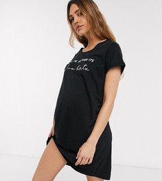 Черная ночная рубашка с надписью "Due date" для беременных Hunkemoller-Черный