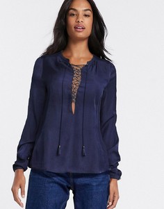 Блузка со шнуровкой The Jetset Diaries-Темно-синий
