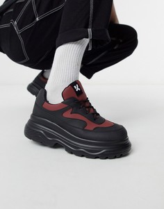 Черно-красные кроссовки из искусственной кожи на массивной подошве Koi Footwear-Черный