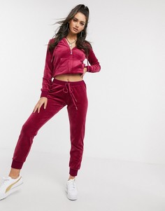 Велюровые джоггеры гранатового цвета Juicy Couture Black Label-Фиолетовый