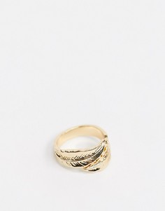 Золотистое кольцо в форме листика DesignB London-Золотой