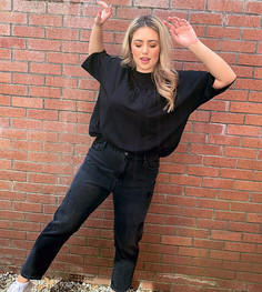 Черные джинсы в винтажном стиле с завышенной талией Vero Moda Curve-Черный цвет
