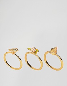 Позолоченные наборные кольца с отделкой в виде птицы Bill Skinner-Золотой