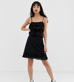 Мини-юбка с вышивкой ришелье Fashion Union Petite-Черный