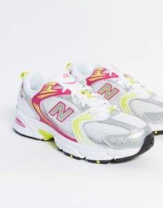 Бело-розовые кроссовки New Balance 530-Белый