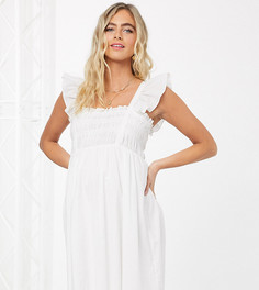 Присборенное платье мини с оборками Fashion Union Maternity-Белый