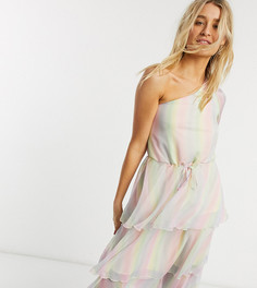 Платье миди на одно плечо в разноцветную полоску Outrageous Fortune Tall-Многоцветный