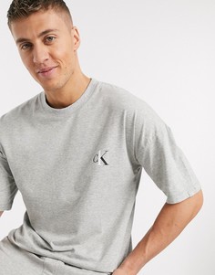 Серая домашняя футболка с круглым вырезом и логотипом Calvin Klein CK One-Серый