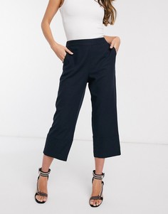 Темно-синие льняные кюлоты Vero Moda-Темно-синий