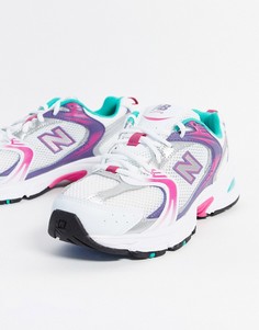 Бело-фиолетовые кроссовки New Balance 530-Розовый цвет