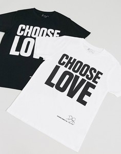 Белая футболка в стиле унисекс из органического хлопка с принтом "Choose Love" Help Refugees-Белый Asos Design