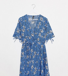 Платье мини с цветочным принтом и принтом в горошек Influence Tall-Синий