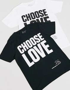 Черная футболка унисекс из органического хлопка с надписью "Choose Love" Help Refugees-Черный цвет Asos