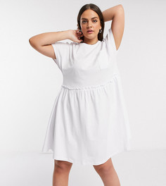 Белое платье-футболка мини с карманом Noisy May Curve-Белый