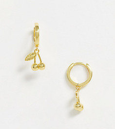 Позолоченные серьги-кольца с подвеской в форме вишни Image Gang-Золотой