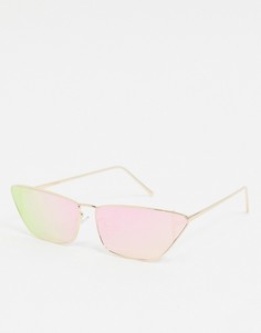 Солнцезащитные очки "кошачий глаз" с розово-золотистыми стеклами My Accessories London-Серебристый
