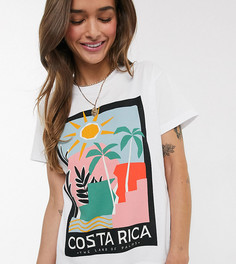 Футболка с надписью "Costa Rica" и принтом ASOS DESIGN Petite-Белый