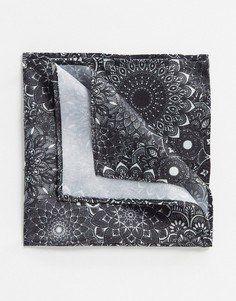 Черный платок для нагрудного кармана с цветочным принтом ASOS DESIGN