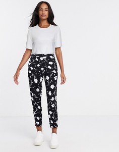 Трикотажные брюки галифе с монохромным цветочным принтом ASOS DESIGN-Многоцветный