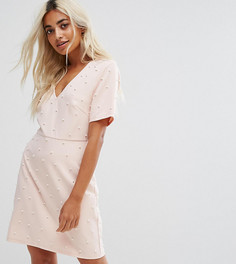 Платье с искусственным жемчугом Fashion Union Petite-Розовый