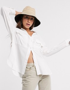 Белая oversized-рубашка Bershka-Белый