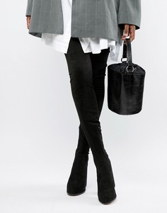 Сапоги-ботфорты для широкой стопы на каблуке ASOS DESIGN Kassidy-Черный