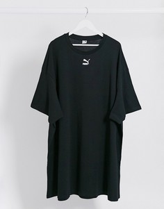 Черное платье-футболка с логотипом Puma-Черный цвет