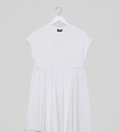 Белое платье-футболка с карманом Noisy May Petite-Белый