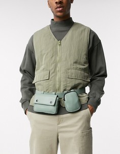 Зеленая сумка-кошелек на пояс с отделениями ASOS DESIGN-Зеленый