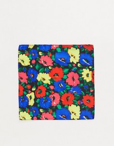 Платок для нагрудного кармана с цветочным принтом ASOS DESIGN-Красный