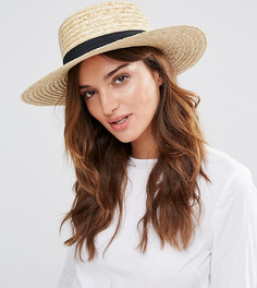 Соломенная шляпа с черной лентой South Beach-Бежевый