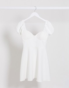 Белое платье с пышными рукавами Lasula-Белый