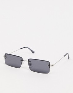 Черные солнцезащитные очки с прямоугольными стеклами Monki-Черный
