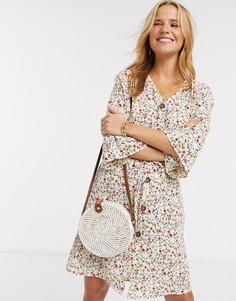 Кремовое платье-рубашка мини с цветочным принтом JDY-Мульти