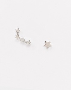 Серебристые серьги-гвоздики в виде звезд Pieces-Серебряный