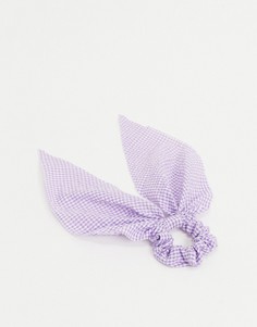 Лавандовая резинка для волос в клеточку Monki-Фиолетовый