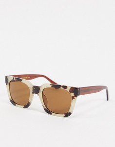 Кремовые солнцезащитные очки в квадратной оправе черепаховой расцветки A.Kjaerbede-Neutral
