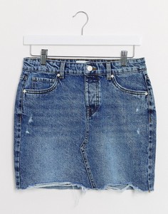 Синяя джинсовая мини-юбка в винтажном стиле Only-Голубой