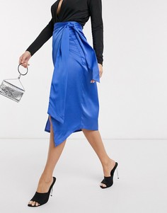 Синяя юбка с запахом Never Fully Dressed-Синий