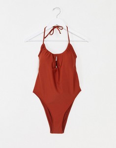 Слитный купальник рыжего цвета с завязкой Abercrombie & Fitch-Красный