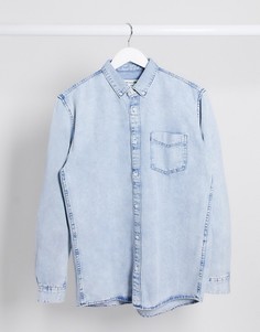 Голубая джинсовая рубашка Tom Tailor-Голубой