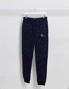 Темно-синие джоггеры с леопардовым принтом Topman-Мульти
