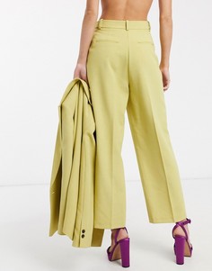 Строгие брюки от комплекта лаймового цвета Topshop-Зеленый