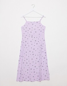 Лавандовое платье миди на бретельках с цветочным принтом Pimkie-Фиолетовый