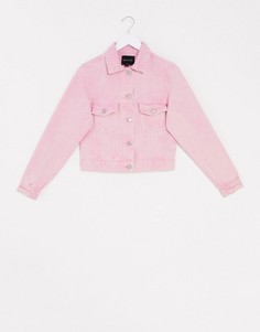 Розовая джинсовая куртка с эффектом кислотной стирки Brave Soul-Розовый