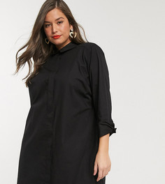 Черное хлопковое платье-рубашка мини ASOS DESIGN Curve-Черный цвет