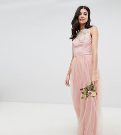 Кружевное платье макси без рукавов Chi Chi London Tall-Розовый
