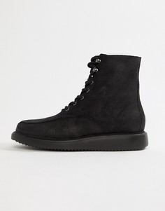 Черные замшевые ботинки на шнуровке H By Hudson Belper-Черный