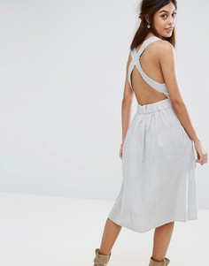 Хлопковое платье миди в полоску Vila-Мульти