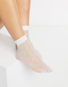 Белые сетчатые носки в горошек Pieces-Белый